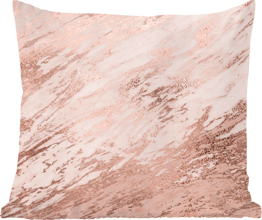 MuchoWow Zierkissen Sofakissen Wohnzimmer Dekokissen 40x40 cm Marmor - Muster - Rosa - Gold - Foto Kissen - Schlafzimmer Dekoration
