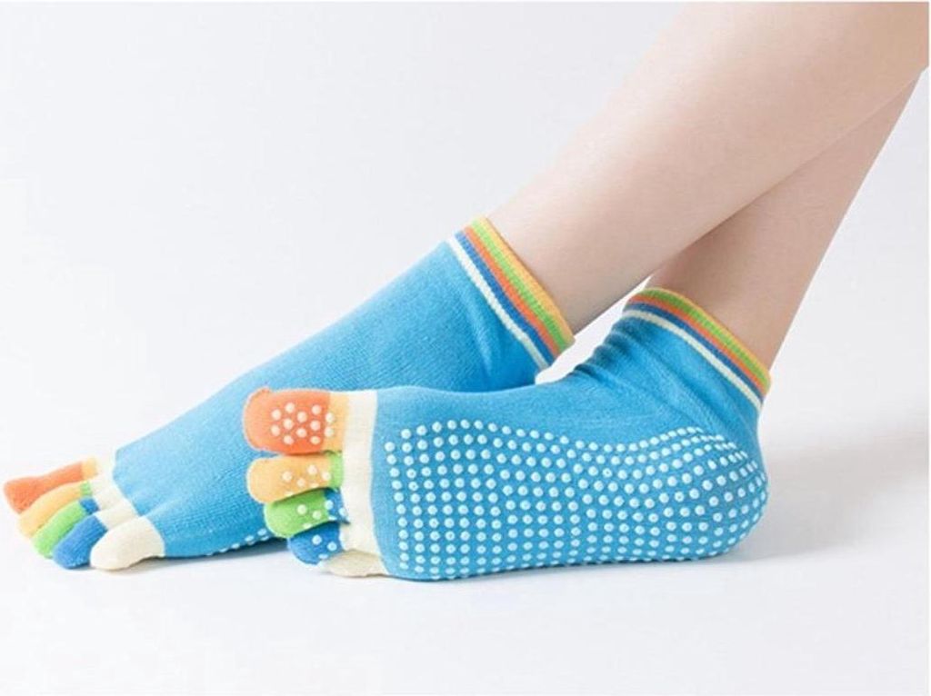 Jumada's – Bunte Yoga-Zehensocken – Hellblaue Zehen – Produktbild 