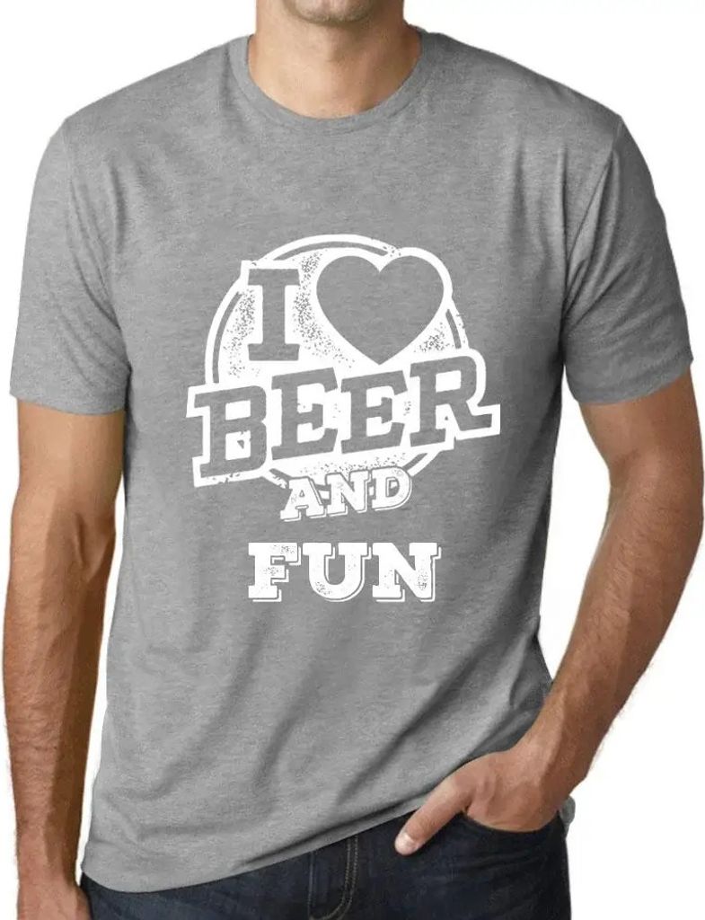 Herren Grafik T-Shirt Ich liebe Bier und Spaß – I Love Beer And Fun – Öko-Verantwortlich Vintage Jahrgang Kurzarm Lustige Druck Geburtstag Ge...