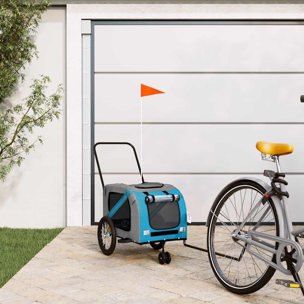 Maison Exclusive - Fahrradanhänger Hunde Blau und Grau Oxford-Gewebe und Eisen