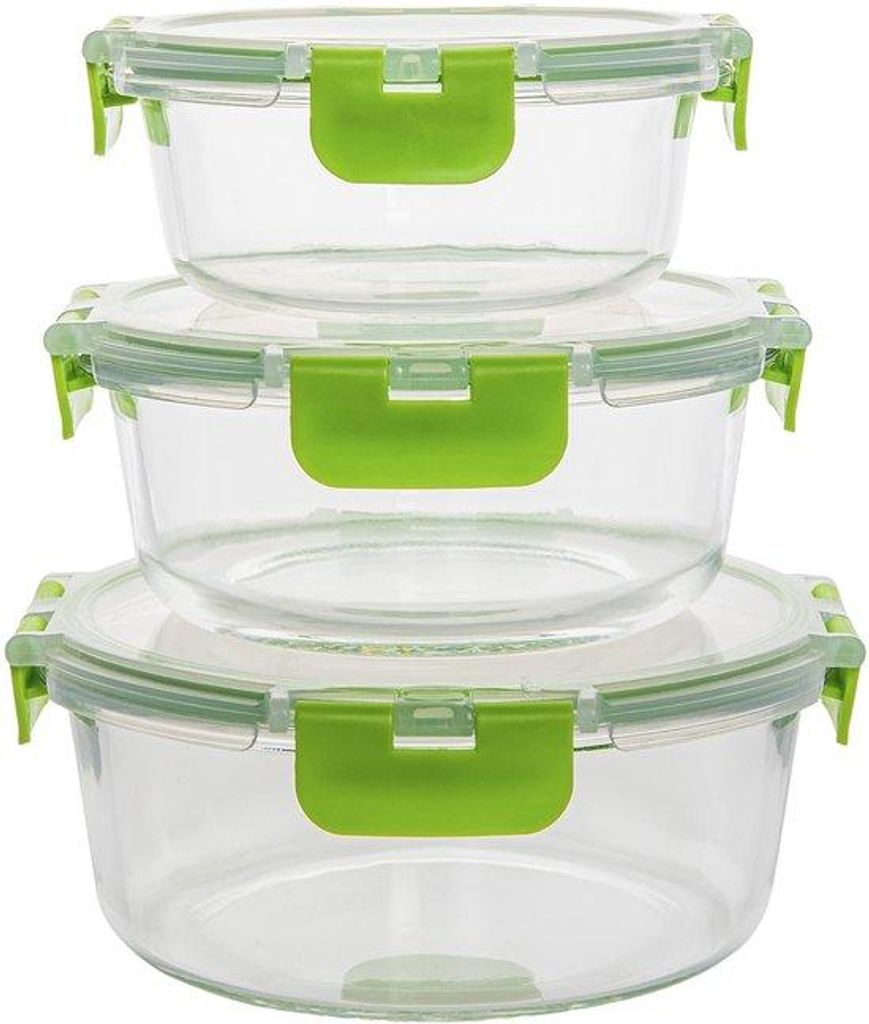Glasen Pottensatz, 3-teilig, ca. 400 ml, 620 ml, 900 ml, lekvrij, stapelbar, luchtdicht, BPA-frei, für Mikrowelle, Geschirrspüler, Backofen und K...