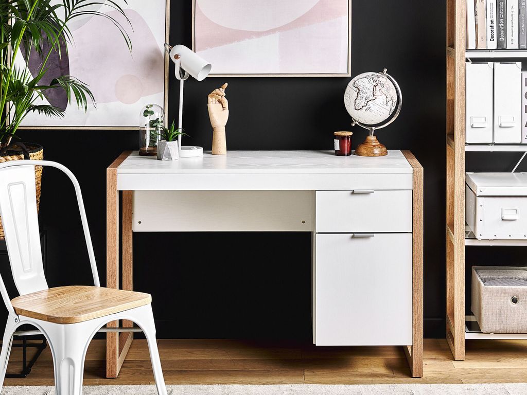 BELIANI Biurko domowe białe drewniane 110 x 50 cm 1 Zdjęcie produktu 2