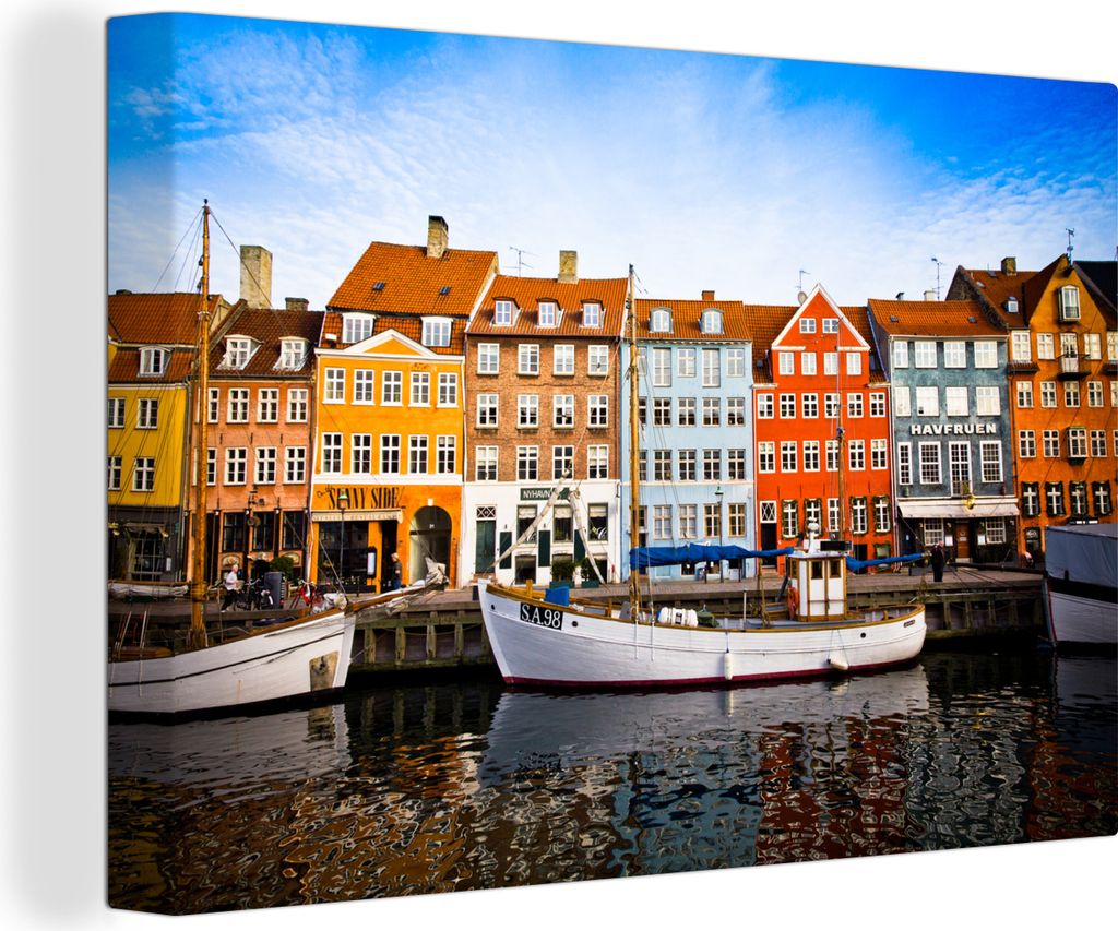 OneMillionCanvasses - Leinwandbilder - 150x100 cm, Nyhavn - Kopenhagen - Dänemark, Wandbilder Kunstdruck Wanddekoration