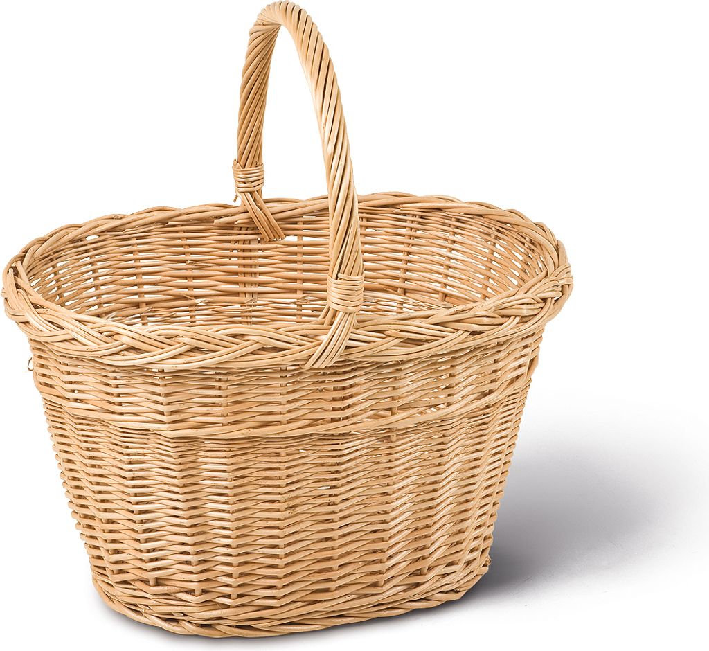 Handkorb, braun, Vollweide, T 40cm x B 30cm x H 25/43cm Einkaufskorb, Weidenkorb