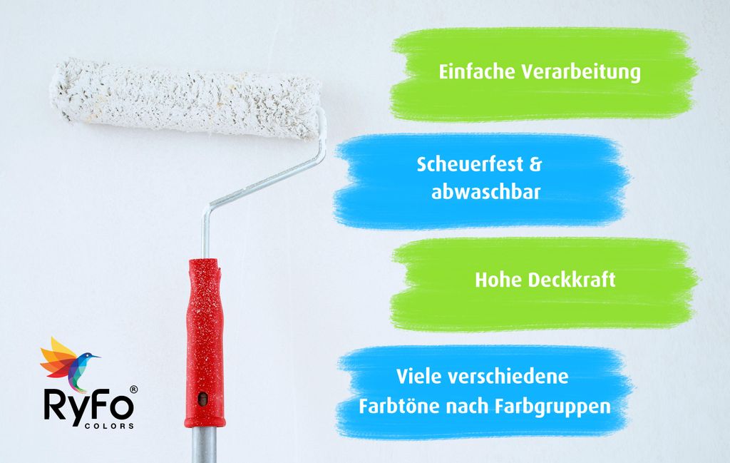 RyFo Colors Seidenlatex Trend Gelbtöne Bernstein 3l - bunte Innenfarbe, weitere Gelb Farbtöne und Größen erhältlich