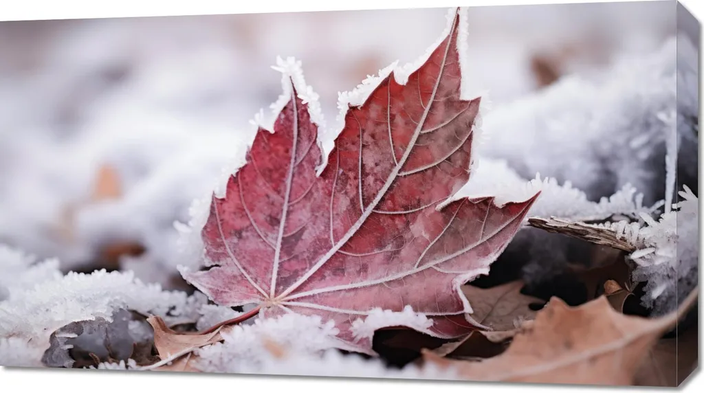 Quadro 90x50 cm Foglia Fine Autunno - Tela Canvas per Arredo Moderno