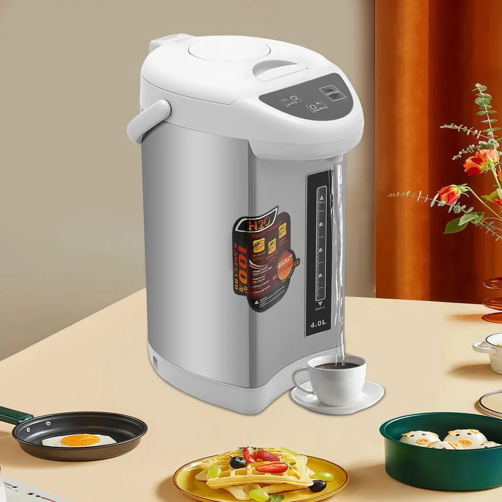Bouilloire électrique 4L à pompe avec distributeur d'eau chaude inox