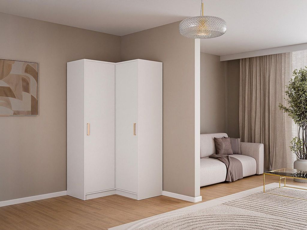 Vente-unique LIZANDRO, Weiß, Garderobe, 5 Regale, 2 Tür(en), Weiß, Partikelbord