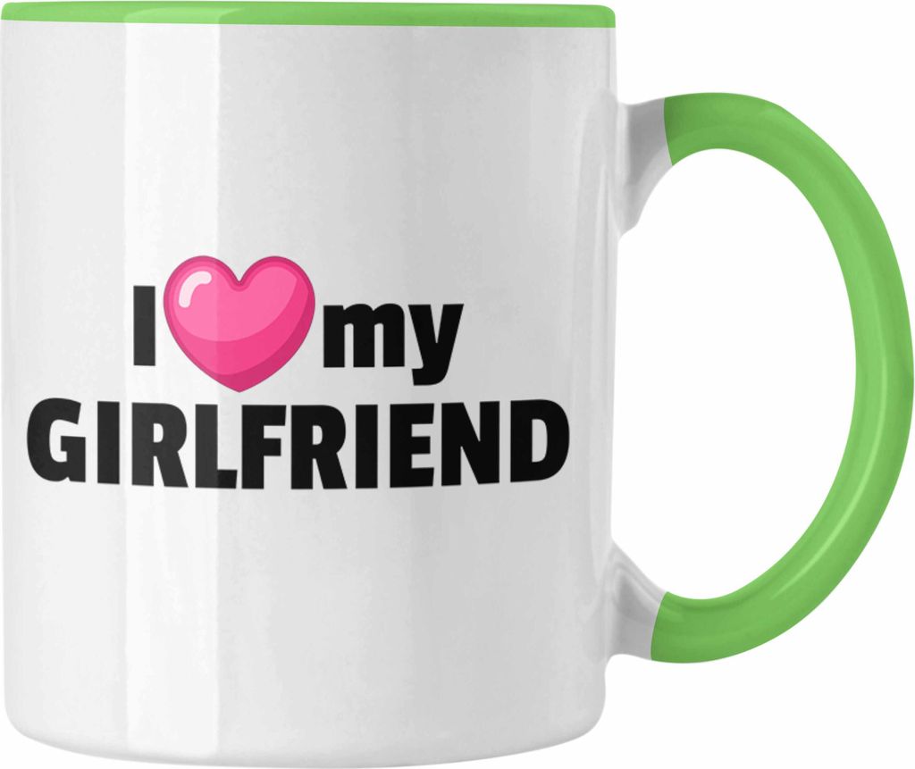 Trendation - I Love My Girlfriend Tasse Geschenk Freundin Freund Valentinstag Geschenkidee Spruch (Grün)