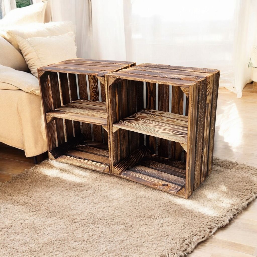 Holzkisten 2er Set mit Regalboden Kurz 50 x 40 x 30cm Produktbild 4