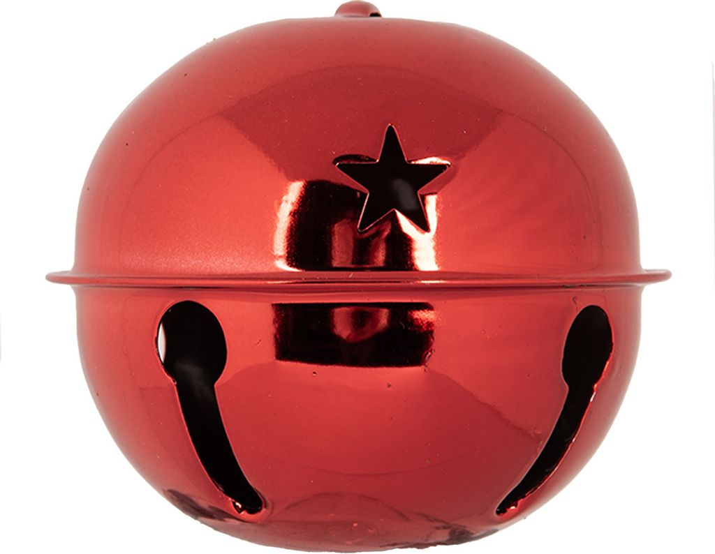 Clayre & Eef Weihnachtsanhänger Klingel Ø 9x9 cm Rot Metall