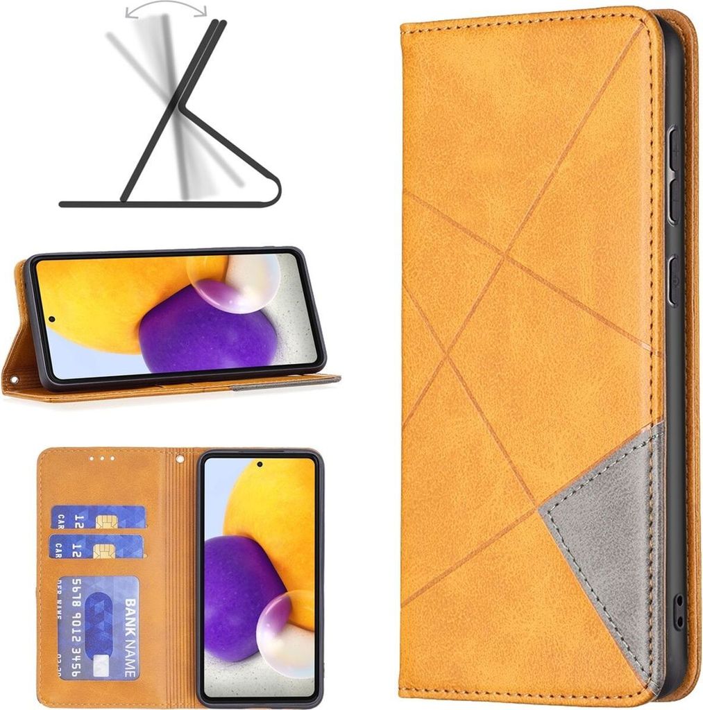 Mobigear Rhombus Slim Samsung Galaxy A73 Hülle Klapphülle - Cognac