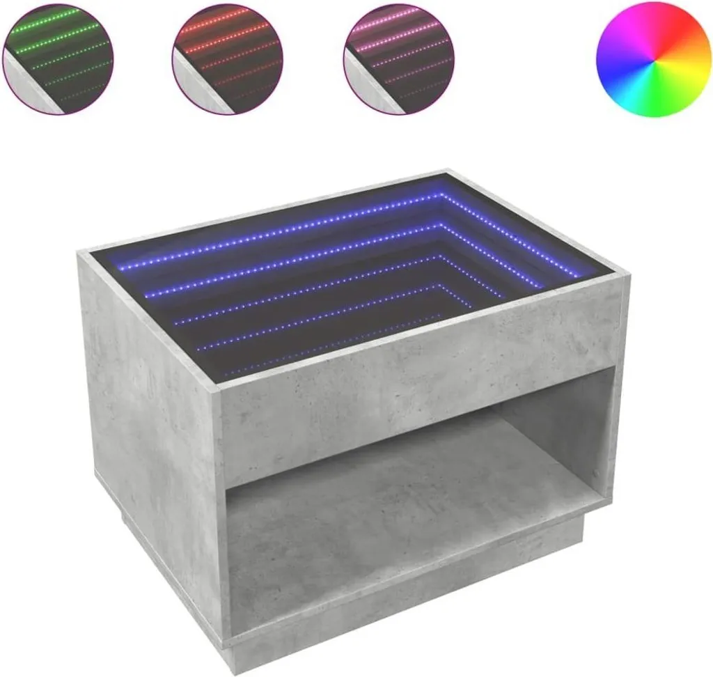 Tavolino Infinity LED Cemento Grigio 70x50x50 cm - Design Moderno