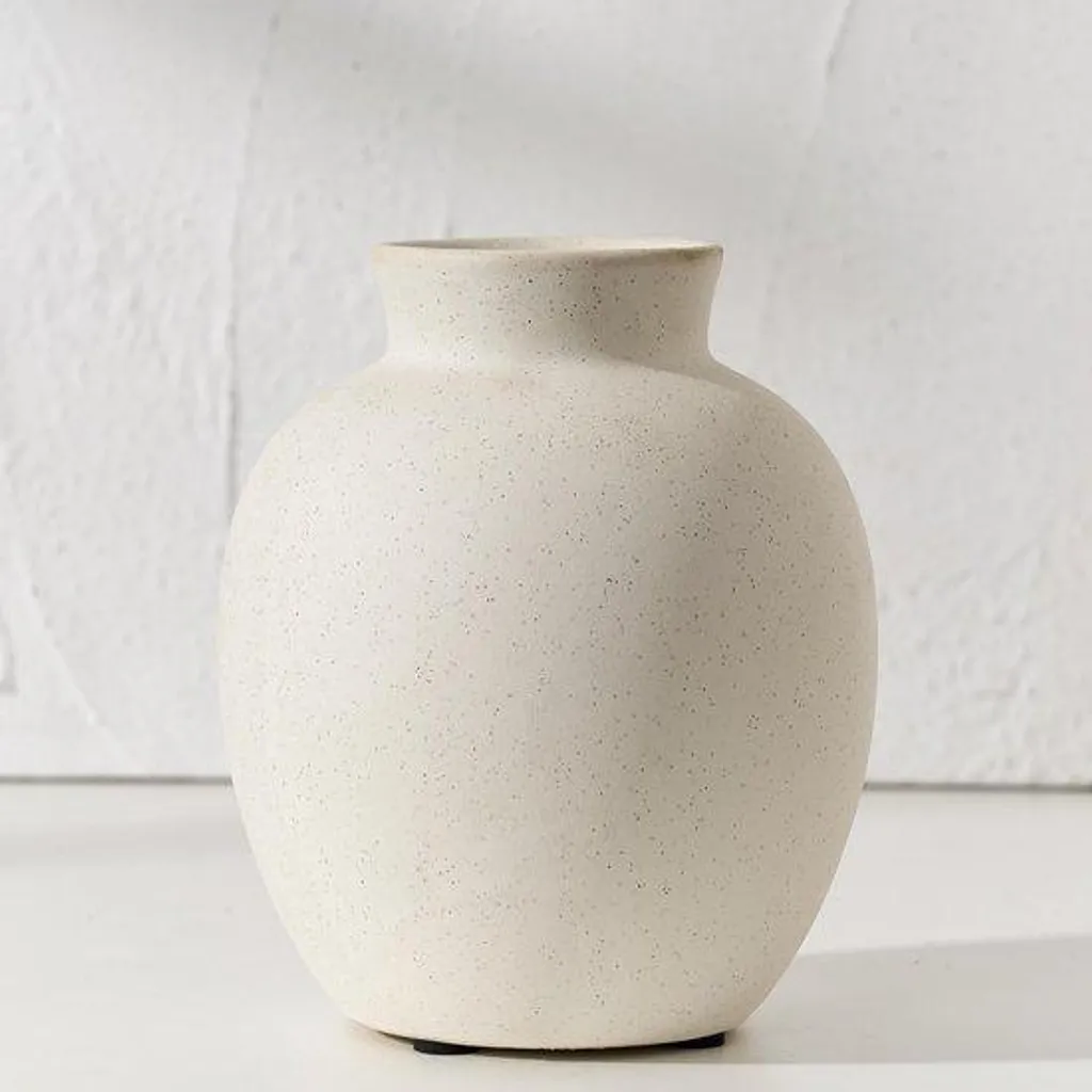 Grand vase décoratif en céramique blanche bohème pour pampa et fleurs