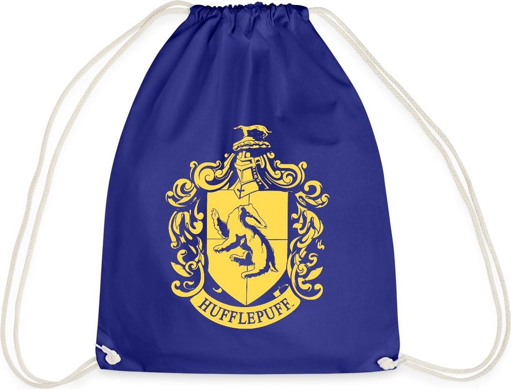 Spreadshirt Harry Potter Hufflepuff Wappen Turnbeutel, One size, Königsblau