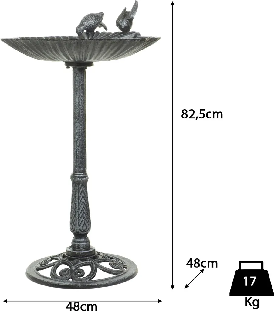 Bain d'oiseaux extérieur fonte 78cm Moritz vert - Stable et durable