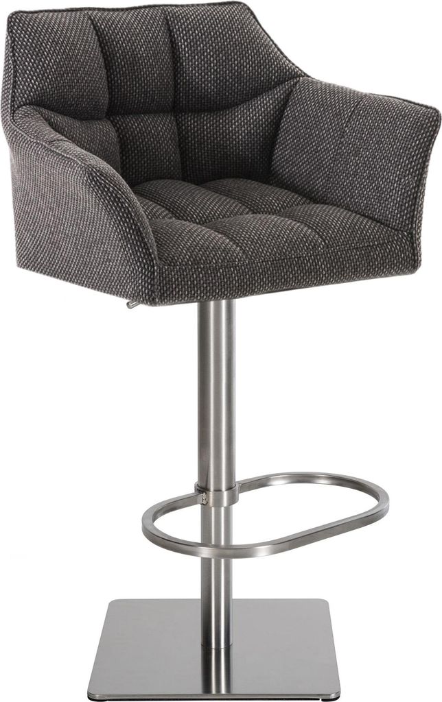 Barhocker SIHAR - Stoff Titangrau 64x45x88 cm Silber | Barstuhl Höhenverstellbar Mit Lehne Drehbar Tresenhocker Tresenstuhl Kneipenhocker Kneipens...