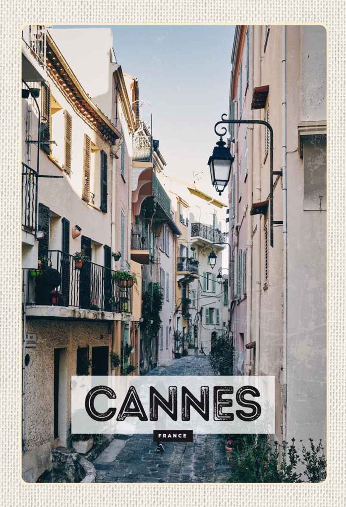 vianmo Holzschild 30x20 cm Cannes France Architektur Straße Bildmotiv Reisemotiv Abenteuer Reisen
