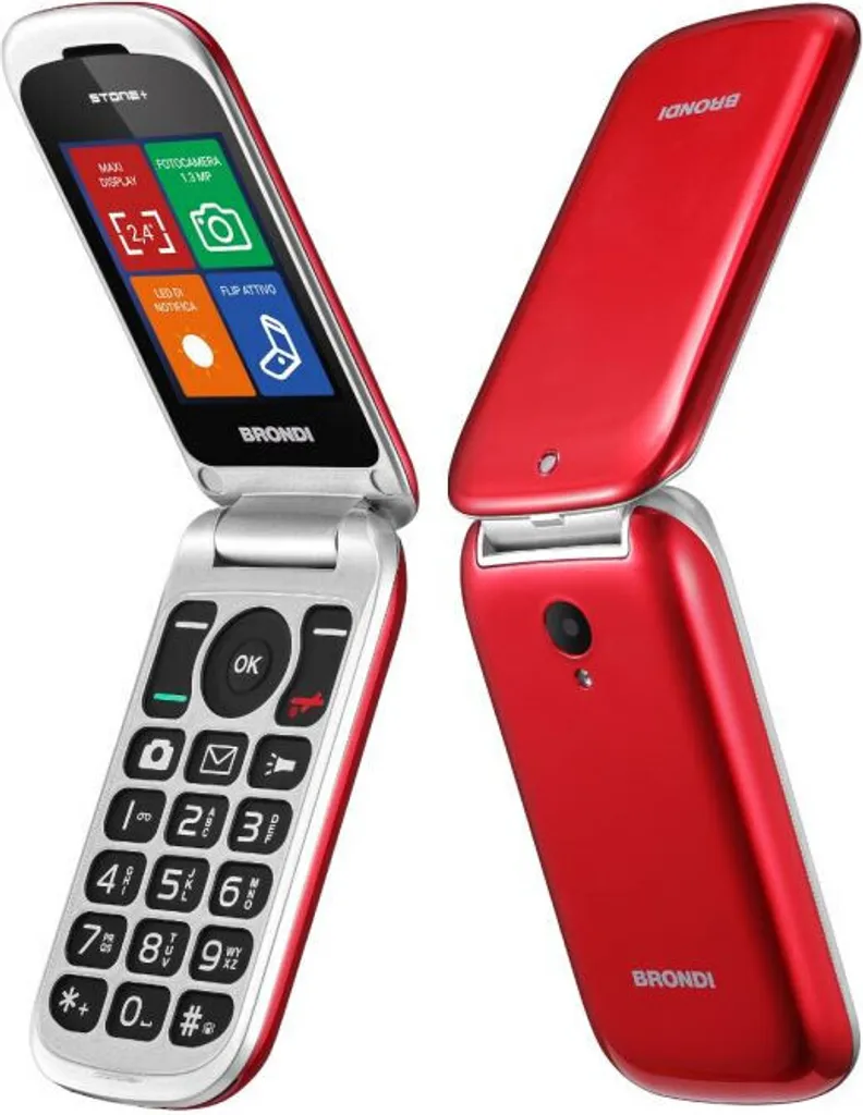 Téléphone facile Brondi Stone+ Rouge - Idéal seniors et pour appeler