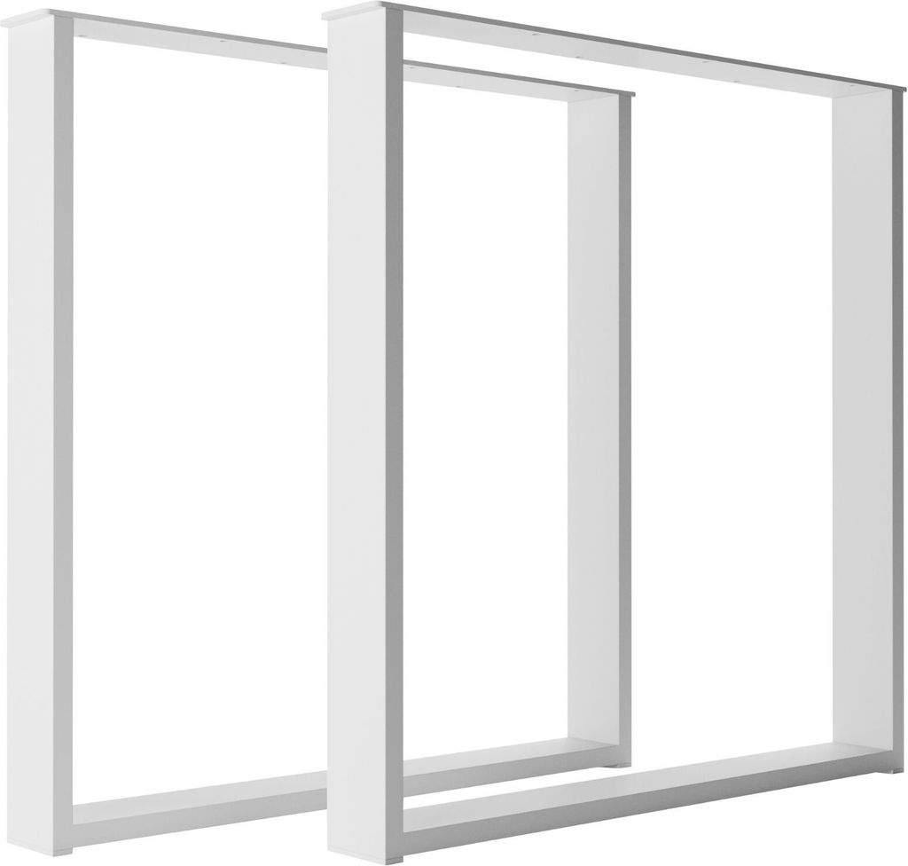 2er-Set Tischgestell Metall Tischbeine 80x20x2 cm Industrie Design Tischkufen Weiß Profil 80 mm X 20 mm