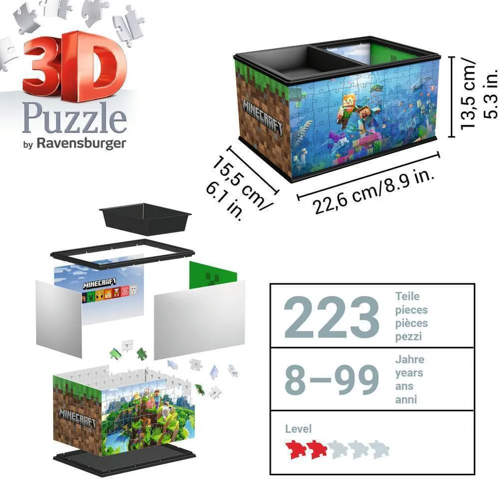 Coffret de rangement Minecraft avec 216 pièces de construction rigides - 5