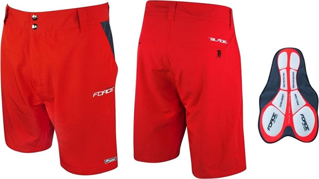 FORCE MTB Shorts BLADE Innenhose & GEL Pad, rot Größe: S