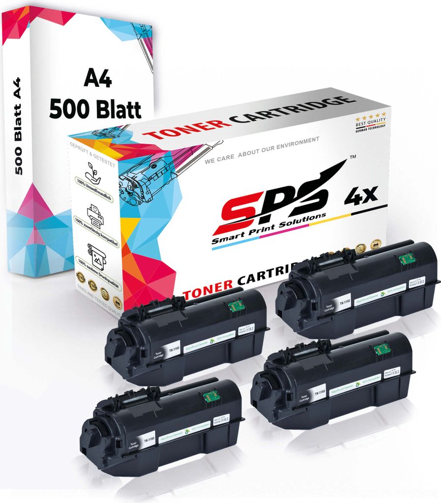 Druckerpapier A4 + 4x Multipack Set Kompatibel für Kyocera ECOSYS P 2040 DN (1T02RY0NL0/TK-1160) Toner Schwarz