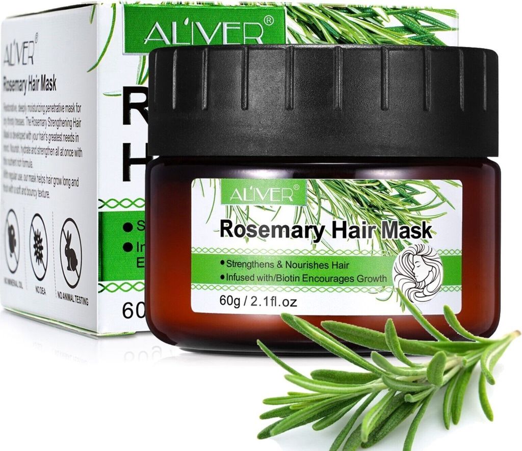 Haarmaske Haarkur Haarpflege Rosmarin trockenes krauses gefärbtes Haar Bio Vegan, 1x 60g