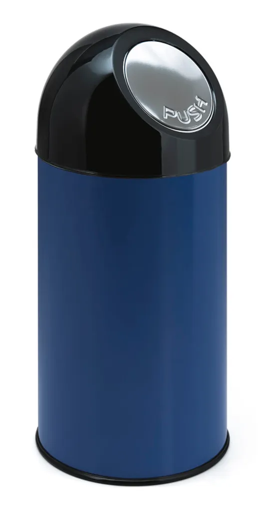 Poubelle 40L Steel Plastic Robuste - Ouverture à Pression Coloris Bleu