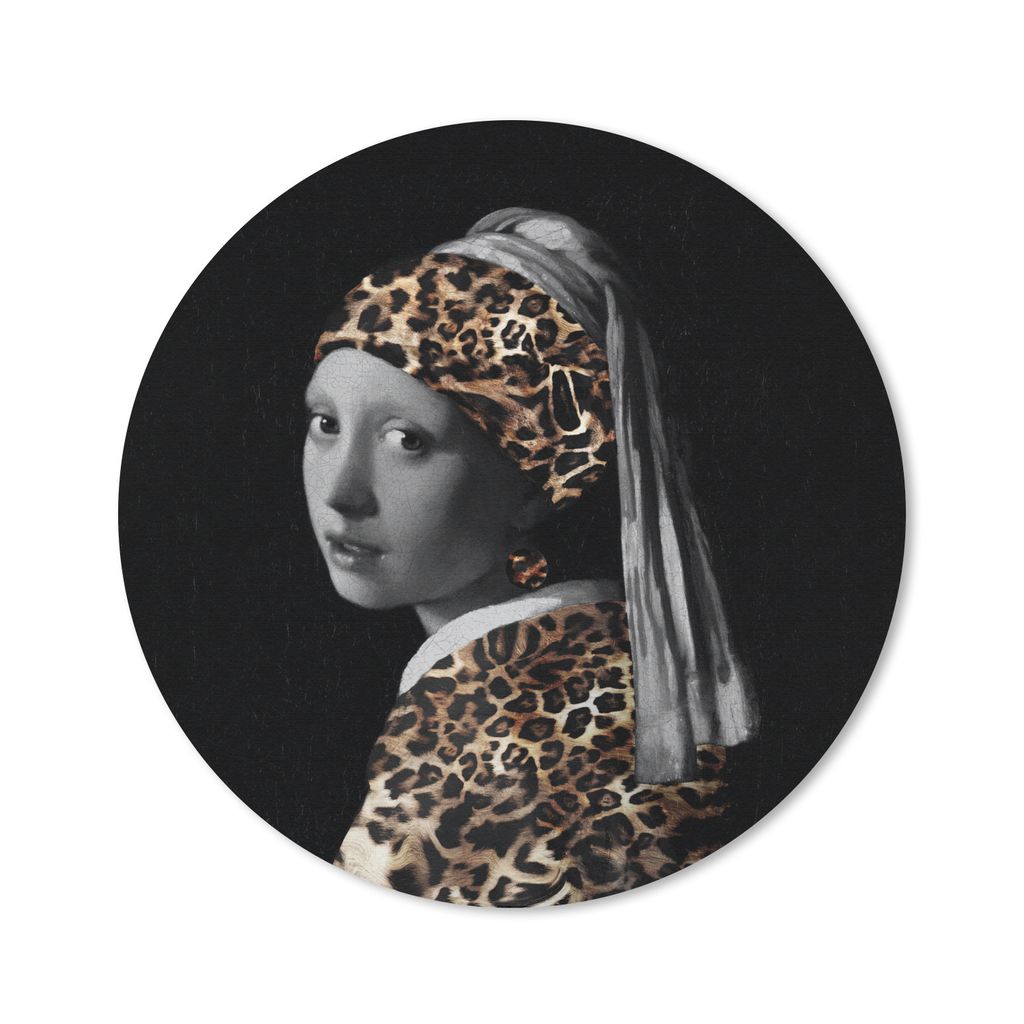 MuchoWow Mauspad Mousepad Das Mädchen mit dem Perlenohrring - Pantherdruck - Johannes Vermeer 50x50 cm - Mousepads - Maus Mat - Pad - Mausunterl...