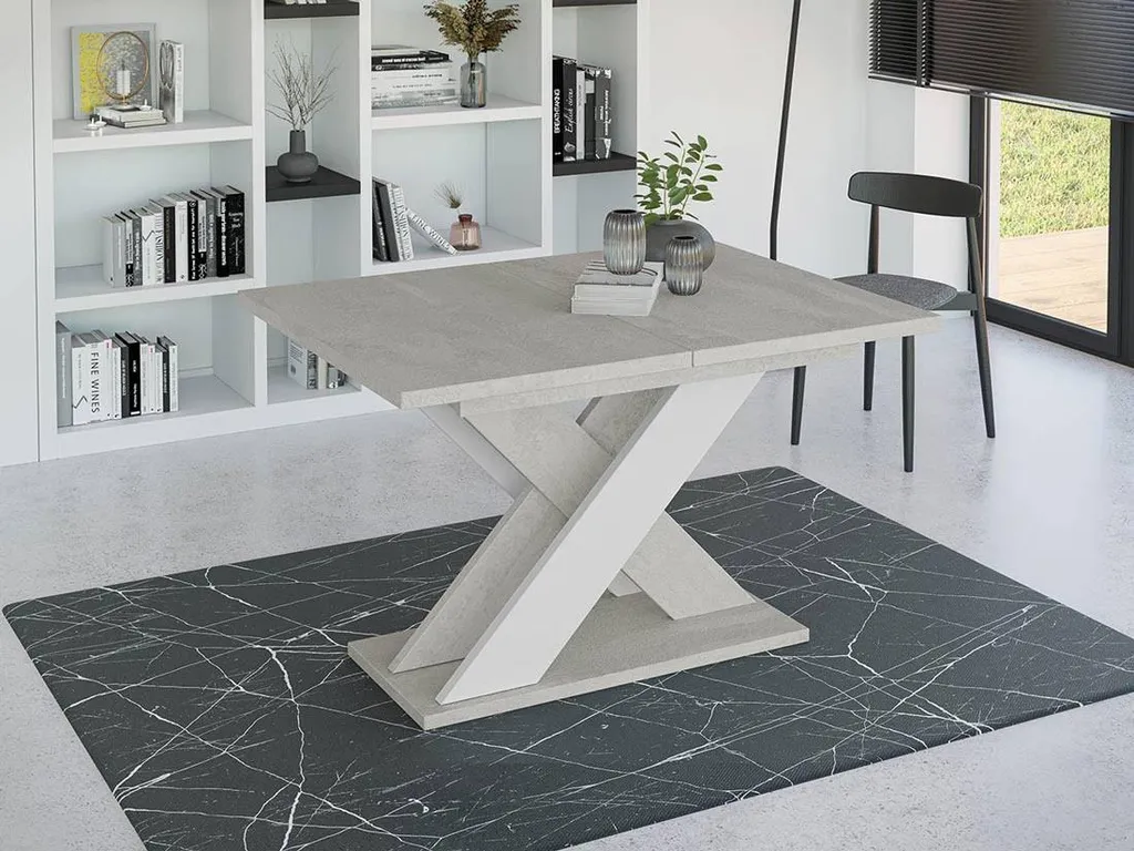 Table extensible Tosca Design Bicolore Gris Blanc modulable 4-6 convives