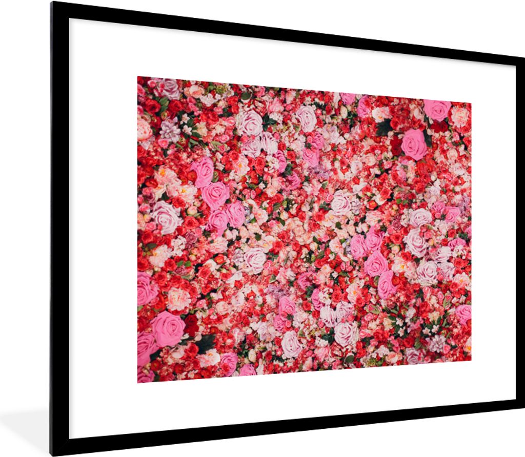 MuchoWow Gerahmtes Poster Blumen - Farben - Rosen 80x60 cm - Poster mit Schwarzem Bilderrahmen Wandposter Rahmen Foto Bilder - Schlafzimmer-Dekor...