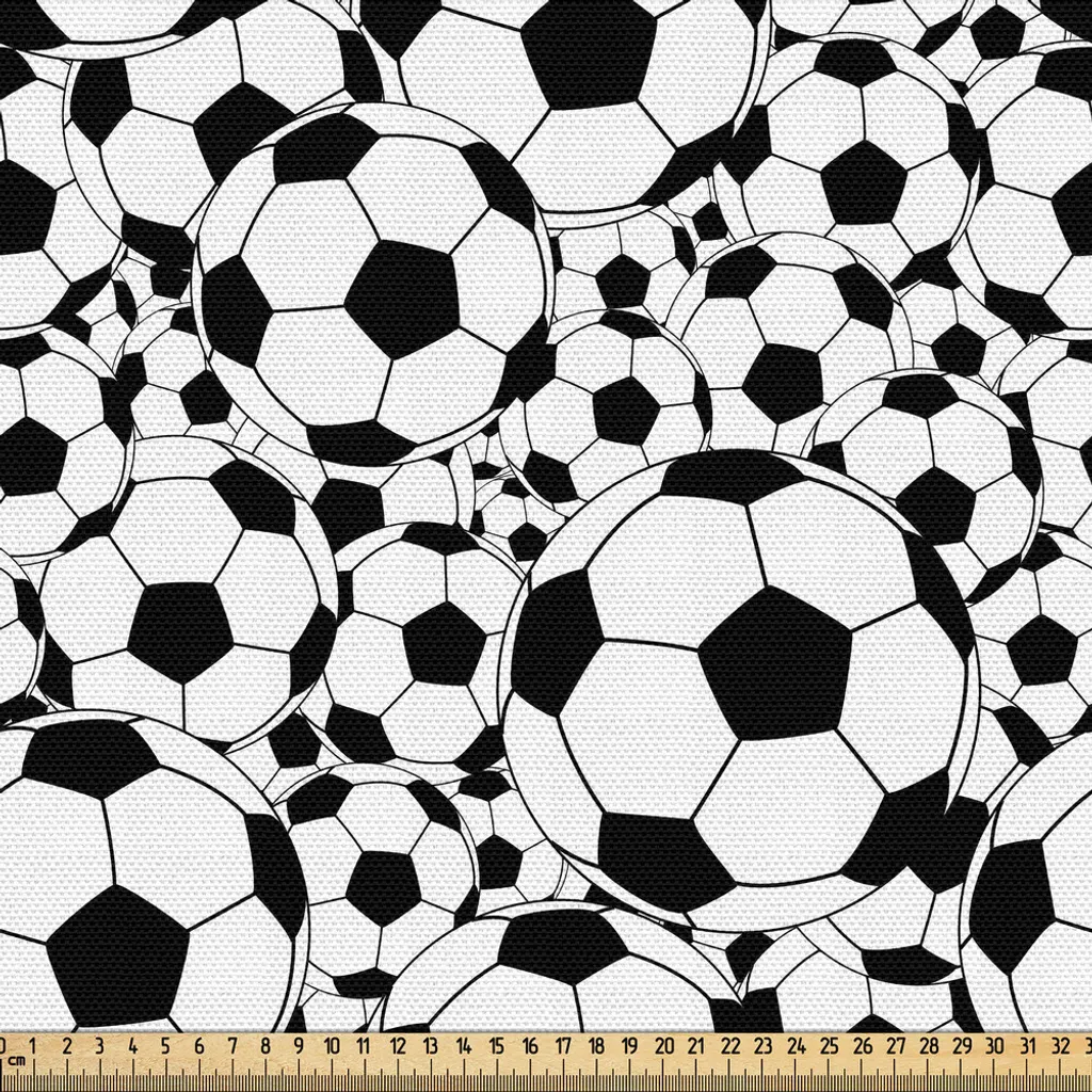 Tissu football 3m motif répétitif noir et blanc effet optique 148cm