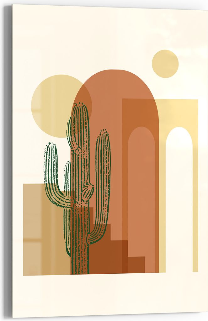 DEQOART Glasbild Echtglas 60x90 cm 'Minimalistische Oase' Wandbild Bild modern Deko