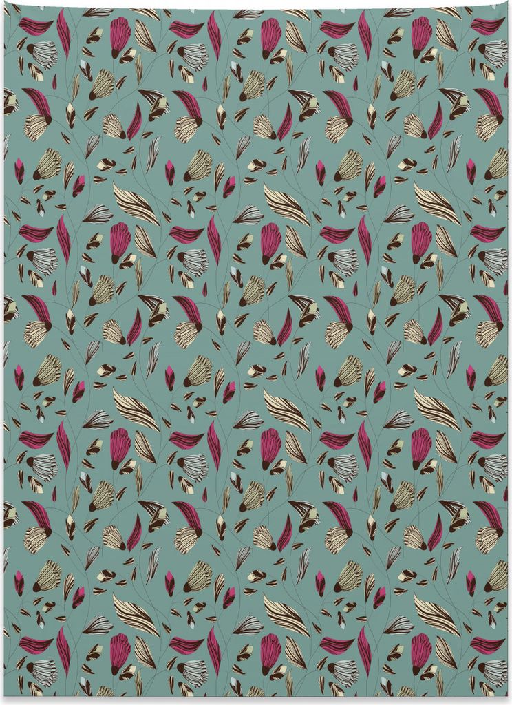Abakuhaus Blume Wandteppich, Vintage klassische Flora Blätter aus Weiches Mikrofaser Stoff Kein Verblassen Klare Farben Waschbar, 110 x 150 cm, Ma...