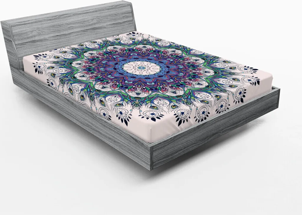Lenzuolo Sotto 180x200 Mandala Multicolore ABAKUHAUS Style Boho