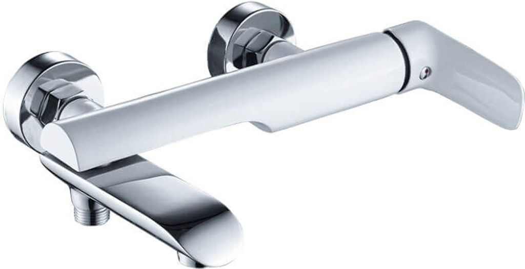 BADLAND Badewannenarmatur Wasserhahn ALEA Wannenarmatur für Badezimmer in Weiß-Silber