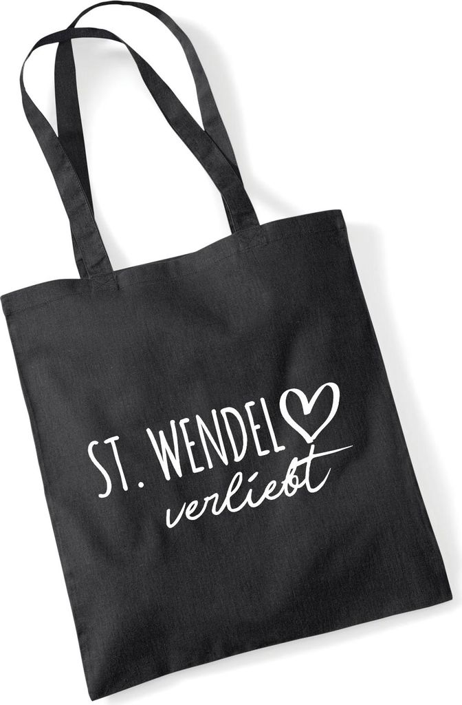 Huuraa Jutebeutel St. Wendel verliebt 10 Liter Black Baumwolle Tasche Geschenkidee