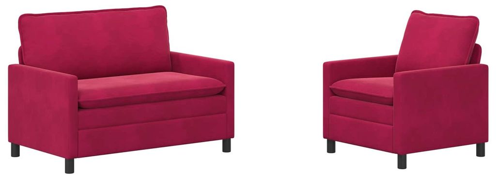 vidaXL Sofa Set 2 pcs Weinrot Samt