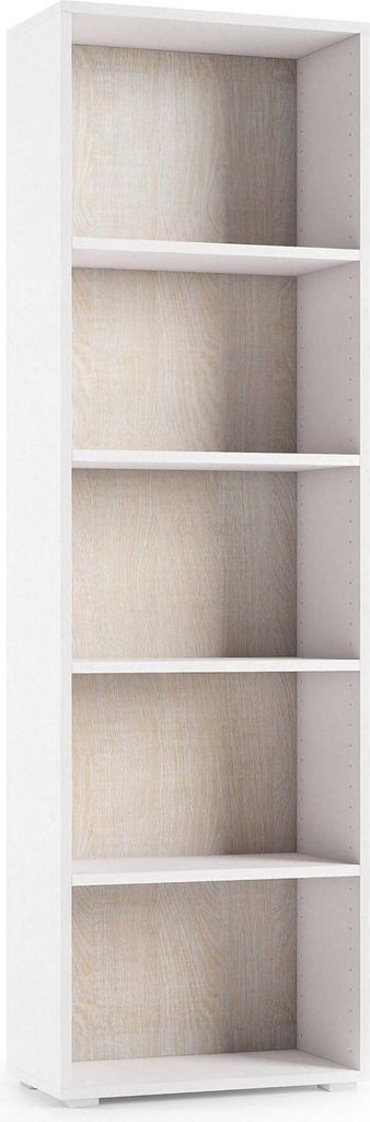 Dmora Bücherregal Girasole 60x30x195 cm Weiß, 5 Böden