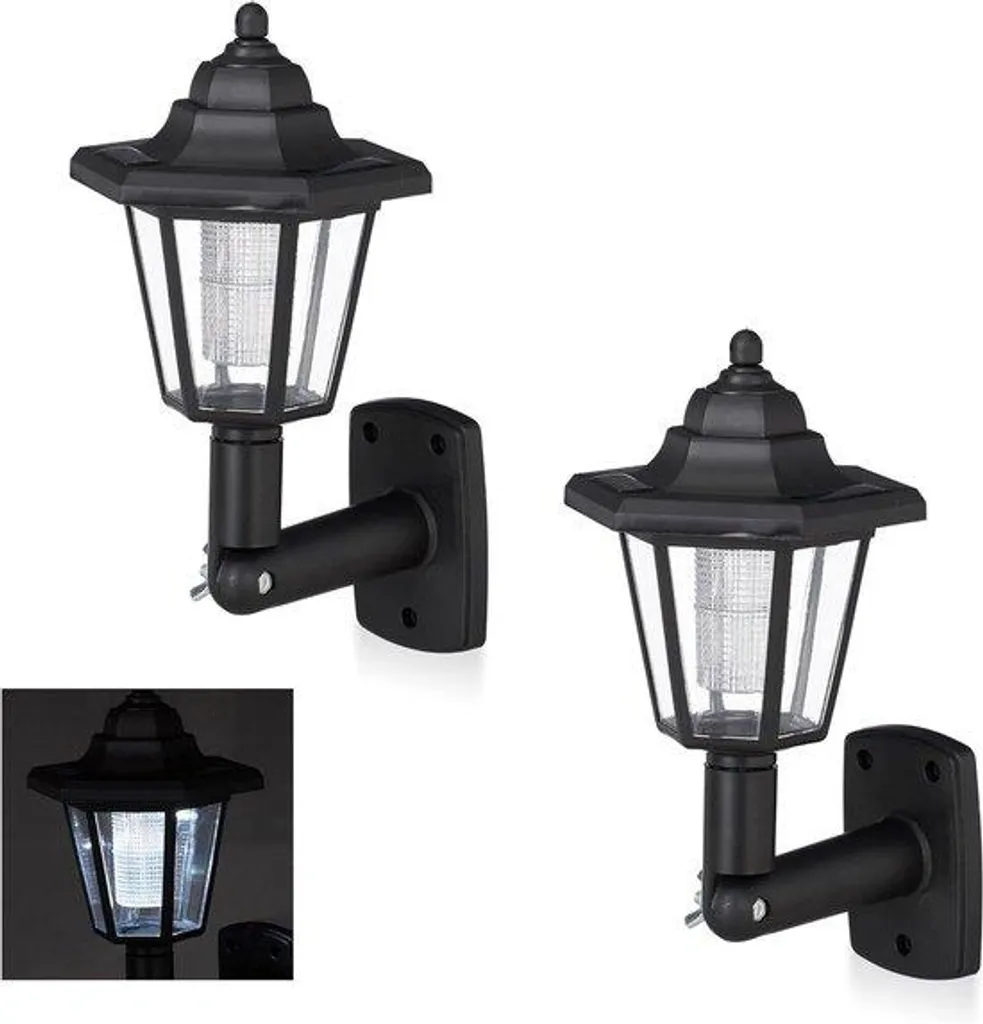 Lumière solaire LED extérieure résistante intempéries - Lot de 2 noirs