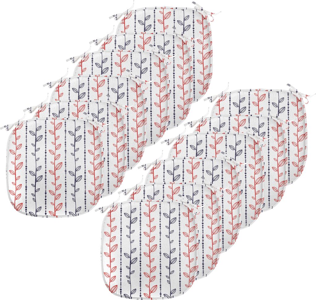 ABAKUHAUS Blätter Polster für Esszimmerstühle, Zweige gepunktete Linien, Dekoratives wasserfestes Kissen mit Riemen für Küchensitze, 40 cm x 4...