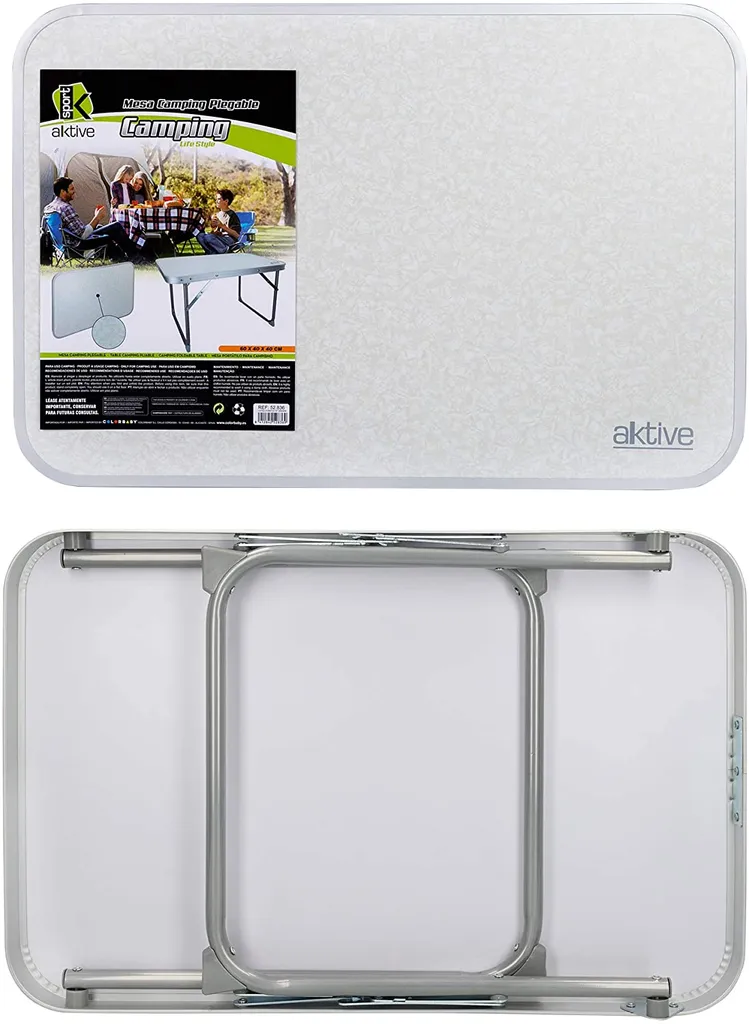 Aktive Table basse pliante 60x40x40 cm Blanc - Support robuste portable