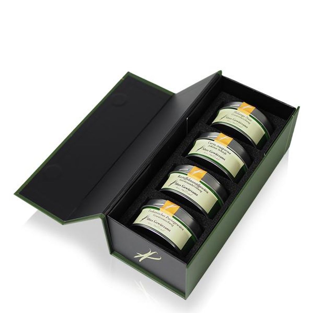 Altes Gewürzamt - Gewürz Geschenkset 4 Lieblings Gewürzmischungen - Mélange Noir, Curry Anapurna, Kartoffelstampfgewürz, toskanisches Pastagew...