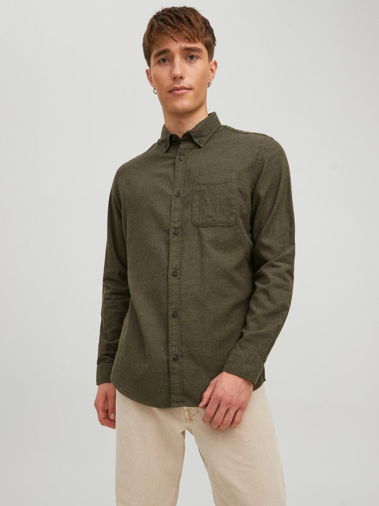 Twill Hemd Shacket Basic Freizeit Langarm Shirt Einfarbig JJECLASSIC |