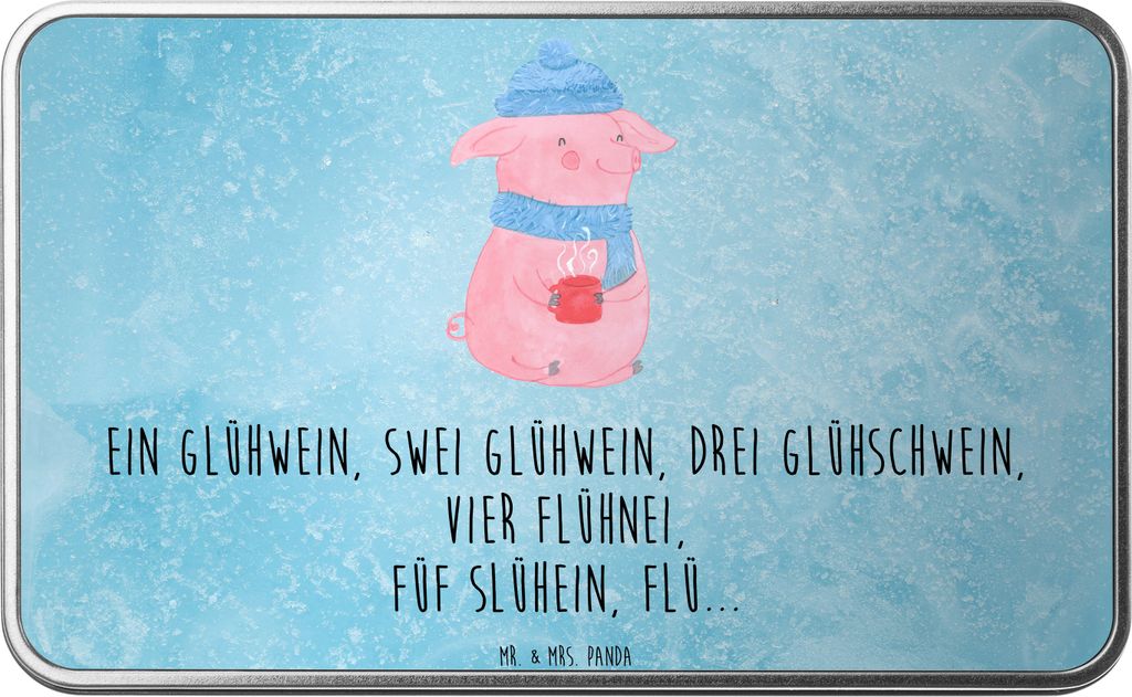 Mr. & Mrs. Panda Geschenkartikel Schweinchen Glühwein - Eisblau - Geschenk, Spruch, Kaffeedose, Weihnachten, Betrunken, Geschenkverpackung, Dose, ...