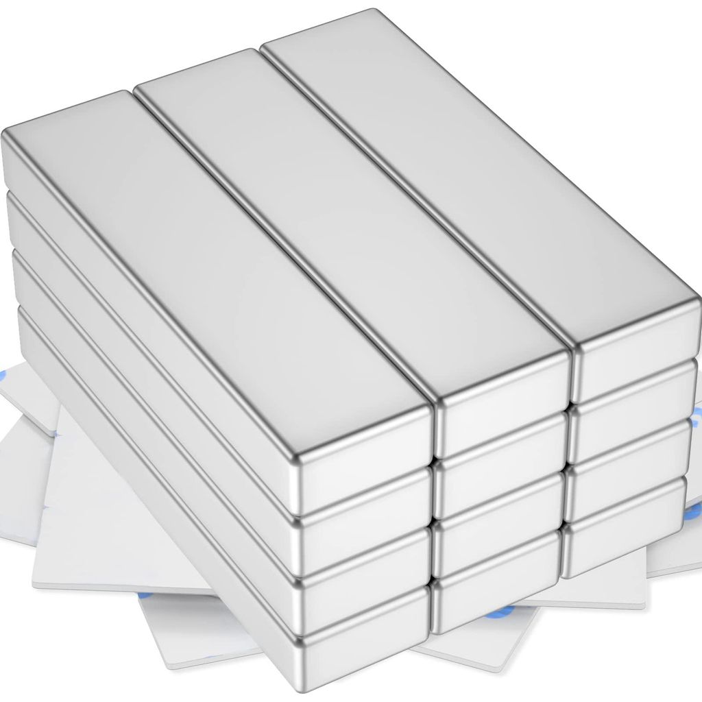 12 extra starke Neodym-Magnete, 40 x 10 x 5 mm, selbstklebend, groß, stark, Haftmagnete für Magnettafeln, Küchenschränke, rechteckige Magnete z...