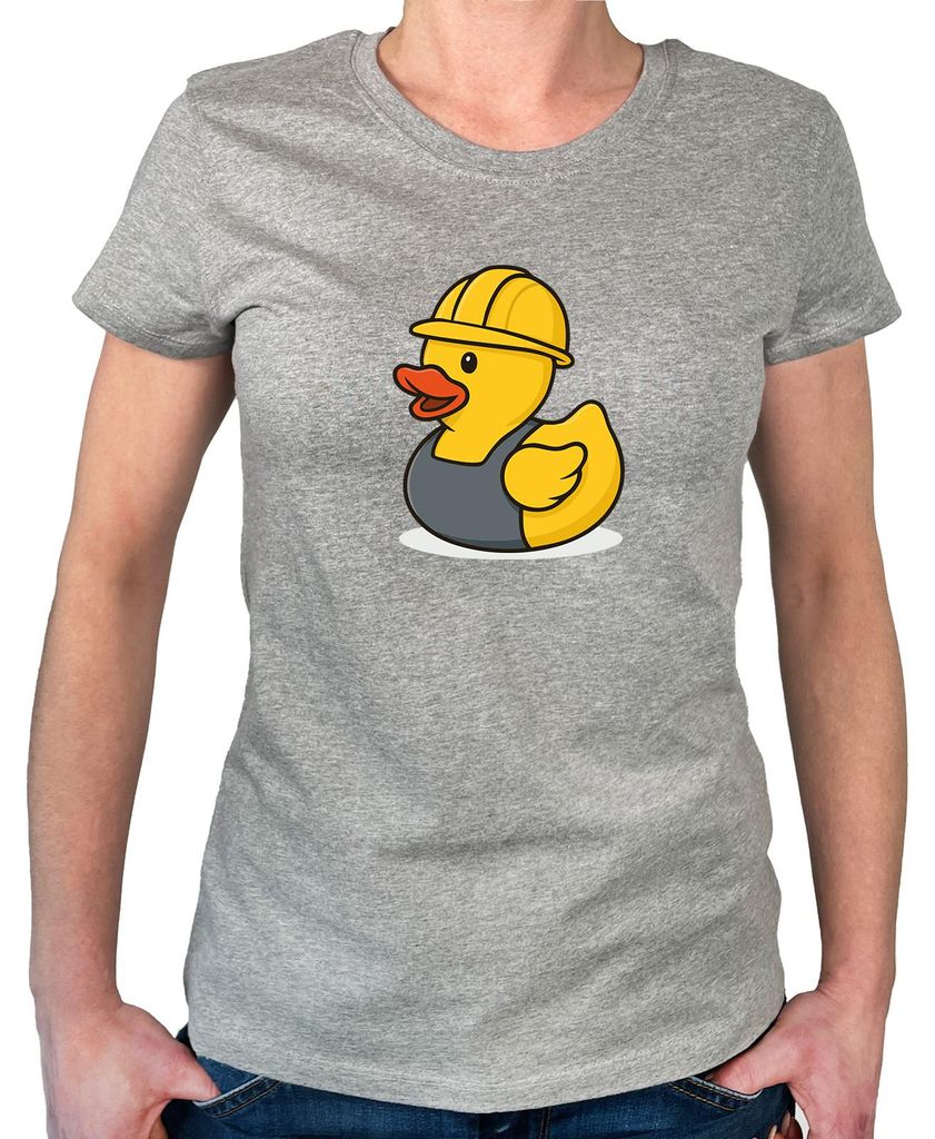 Huuraa Damen T-Shirt Quietscheente Industrie Comic Gummiente S Sport Grey Bio Baumwolle Fairtrade Damenshirt Geschenkidee