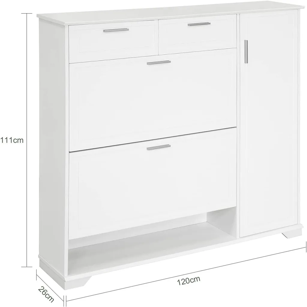 Armoire de rangement chaussures 2 abattants et compartiment ouvert SoBuy - 3