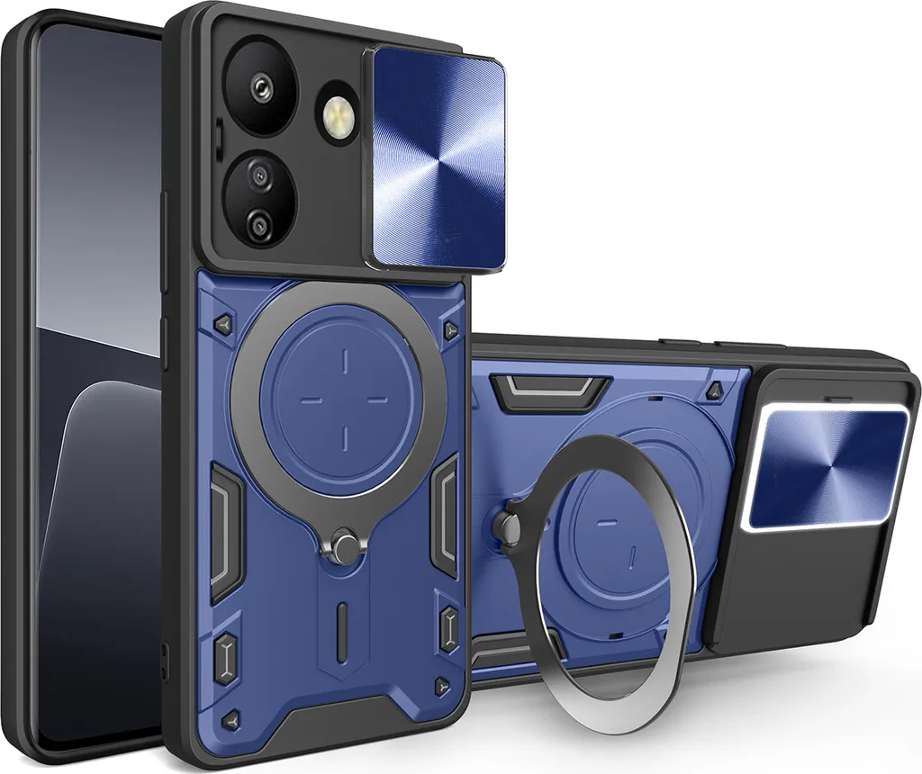 Custodia Redmi 13C Blu con Stand: Protezione Fotocamera e Stile